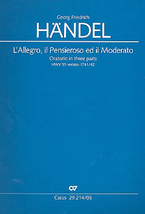 L'allegro, il pensieroso ed il moderato HWV55&nbsp;&nbsp;für Soli, gem Chor und Orchester&nbsp;&nbsp;Klavierauszug (dt/en)
