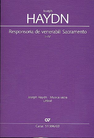 Responsoria de venerabili Sacramento I-IV&nbsp;&nbsp;Hob.XXIIIc:4 für gem Chor, 2 Hörner,&nbsp;&nbsp;2 Violinen und Bc,  Klavierauszug