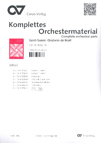 Oratorio de Noel op.12&nbsp;&nbsp;für Soli, gem Chor und Orchester&nbsp;&nbsp;Stimmensatz (Streicher 5-4-3-3-2)