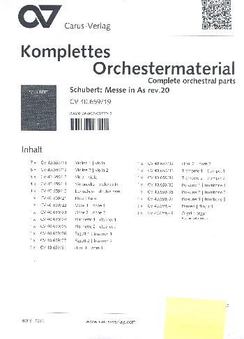 Messe As-Dur D678 2. Fassung&nbsp;&nbsp;für Soli, gem Chor und Orchester&nbsp;&nbsp;Stimmensatz (Streicher 7-6-5-4-3)