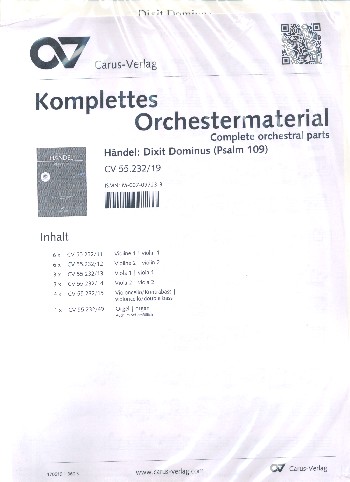 Dixit Dominus&nbsp;&nbsp;für Soli, gem Chor und Orchester&nbsp;&nbsp;Stimmensatz (Streicher 6-6--3-3--4)