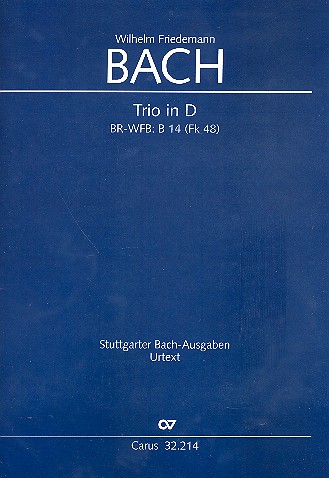 Trio D-Dur BR-WFB:B14 (Fk48)&nbsp;&nbsp;für 2 Flöten und Bc&nbsp;&nbsp;Partitur und Stimmen (Bc nicht ausgesetzt)