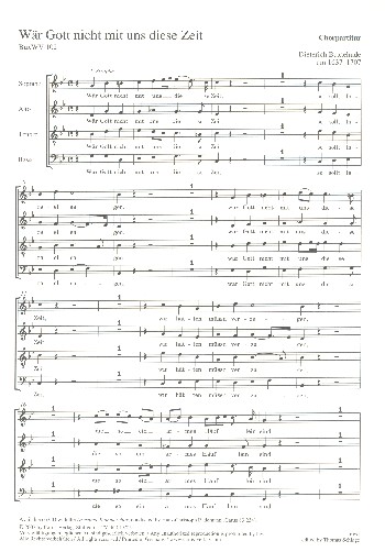 Wär Gott nicht mit uns diese Zeit BuxWV102&nbsp;&nbsp;für gem Chor, 2 Violinen und Bc&nbsp;&nbsp;Chorpartitur