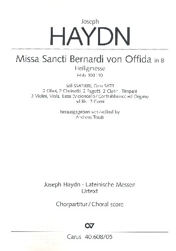 Heiligmesse B-Dur Hob.XXII:10&nbsp;&nbsp;für Soli, gem Chor und Orchester&nbsp;&nbsp;Chorpartitur