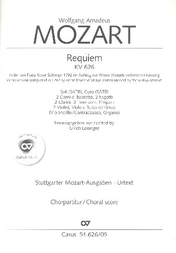 Requiem KV626&nbsp;&nbsp;für Soli, gem Chor und Orchester&nbsp;&nbsp;Chorpartitur