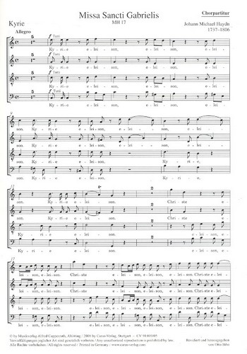 Missa Sancti Gabrielis MH17  für Soli, gem Chor und Orchester  Chorpartitur