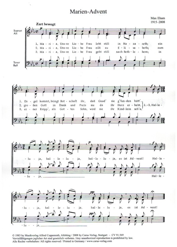 Marien-Advent  für gem Chor a cappella  Partitur
