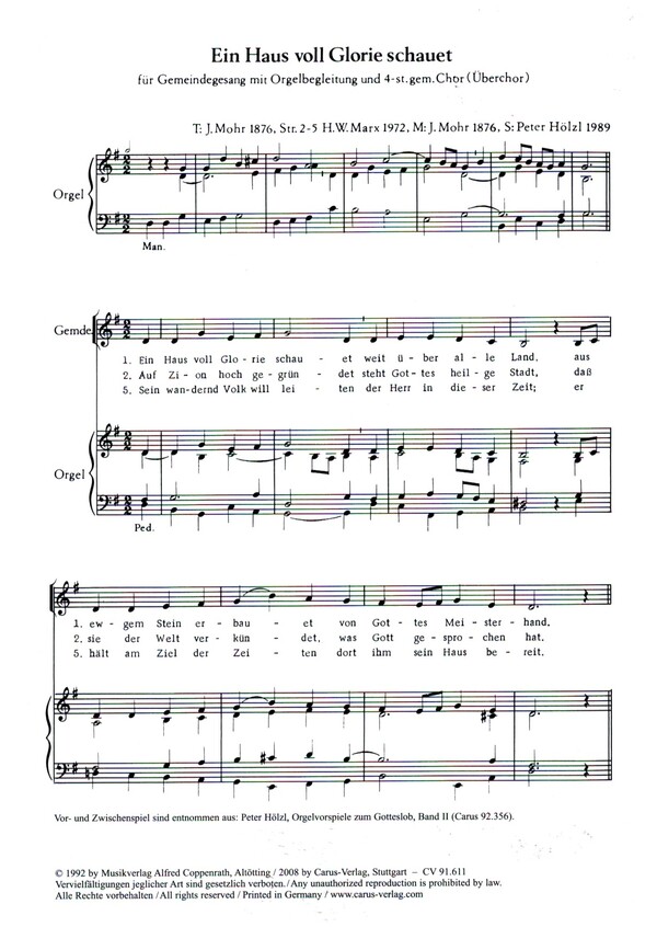 Ein Haus voll Glorie schauet&nbsp;&nbsp;für Gemeinde, gem Chor und Orgel&nbsp;&nbsp;Chorpartitur