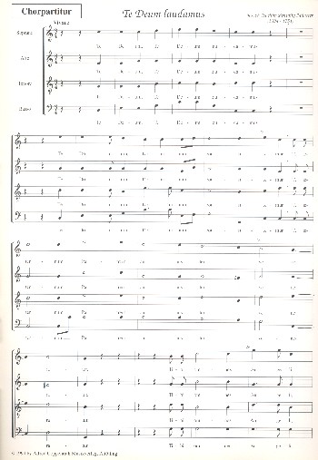 Te Deum laudamus&nbsp;&nbsp;für Soli, gem Chor, Orchester und Orgel&nbsp;&nbsp;Chorpartitur (la)