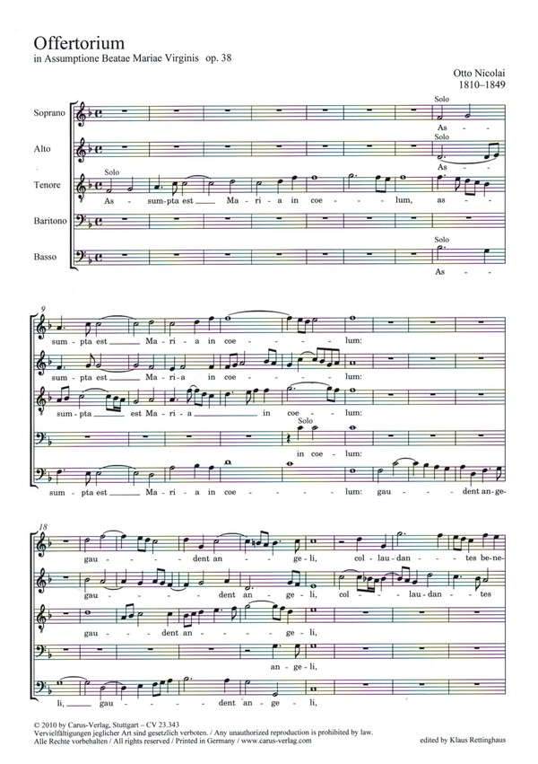 Assumpta est Maria in coelum  für Soli und gem Chor (SATBarB) a cappella  Chorpartitur