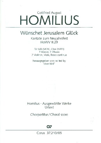 Wünschet Jerusalem Glück HoWVII.29  für Soli, gem Chor und Orchester  Chorpartitur