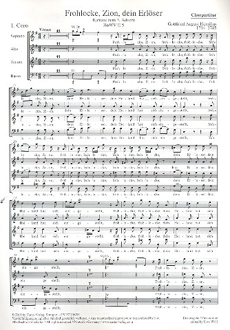 Frohlocke Zion dein Erlöser HoWVII.5  für Soli, gem Chor und Instrumente  Chorpartitur