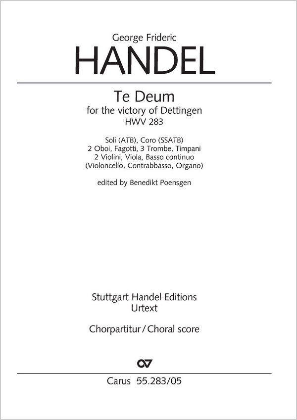 Dettinger Te Deum HWV283&nbsp;&nbsp;für Soli, gem Chor und Orchester&nbsp;&nbsp;Chorpartitur