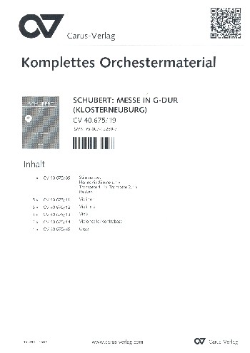 Messe G-dur D167&nbsp;&nbsp;für Soli, gem Chor und Orchester&nbsp;&nbsp;Stimmensatz (Streicher 5-5-4-4)
