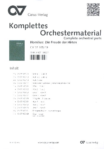 Die Freude der Hirten über die Geburt Jesu HoWV I.1  für Soli, gem Chor und Orchester  Stimmensatz (Streicher 5-5-4-4+Harmonie, Orgel)