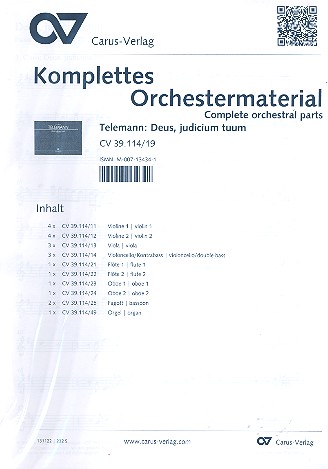 Deus judicium tuum für Soli, gem Chor&nbsp;&nbsp;und Orchester&nbsp;&nbsp;Partitur und Stimmensatz (4-4-3-4)