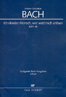 Ich elender Mensch wer wird mich erlösen&nbsp;&nbsp;Kantate Nr.48 BWV48&nbsp;&nbsp;Studienpartitur (dt/en)