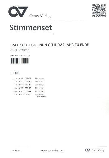 Gottlob nun geht das Jahr zu Ende&nbsp;&nbsp;Kantate Nr.28 BWV28&nbsp;&nbsp;Stimmensatz (Streicher 4-4-3-4)