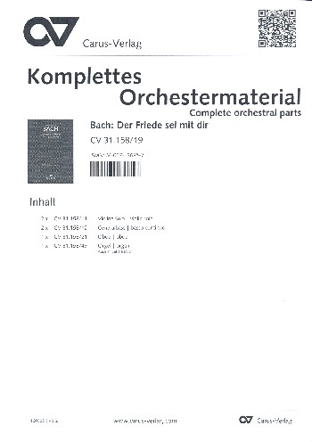 Der Friede sei mit dir&nbsp;&nbsp;für Soli, gem Chor, Violine solo, Oboe, Orgel und Bc&nbsp;&nbsp;Stimmensatz (2 Vl, 2 Bc, Oboe, Orgel)