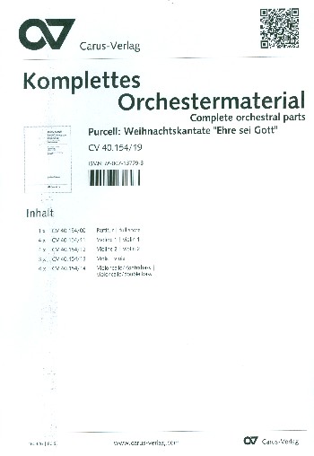 Ehre sei Gott in der Höhe&nbsp;&nbsp;für Soli, gem Chor und Orchester&nbsp;&nbsp;Partitur (= Orgel) und Stimmensatz (Streicher 4-4-3-4)