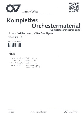 Willkommen süsser Bräutigam  für Soli (Frauenchor), 2 Violinen und Bc  Partitur und Streicherstimmensatz (3-3-3)