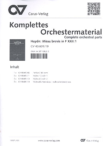 Missa brevis F-Dur XXII:1&nbsp;&nbsp;für Soli (SS), gem Chor und Streicher&nbsp;&nbsp;komplettes Orchestermaterial