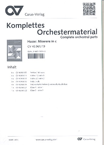 Miserere c-Moll für Soli, gem Chor&nbsp;&nbsp;und Orchester&nbsp;&nbsp;Stimmensatz