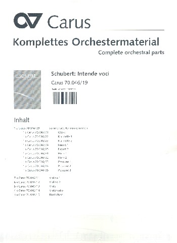 Intende voci D963&nbsp;&nbsp;für Tenor, gem Chor und Orchester&nbsp;&nbsp;Stimmensatz (Streicher 7-6-5-4-3)
