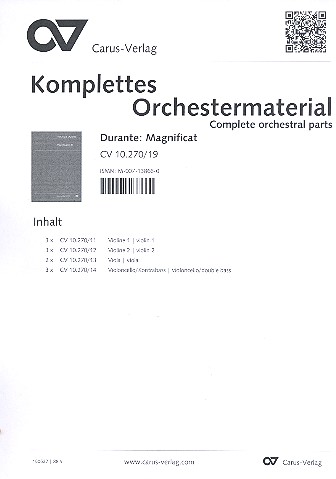 Magnificat B-Dur&nbsp;&nbsp;für gem Chor und Streicher&nbsp;&nbsp;Orchesterstimmen komplett