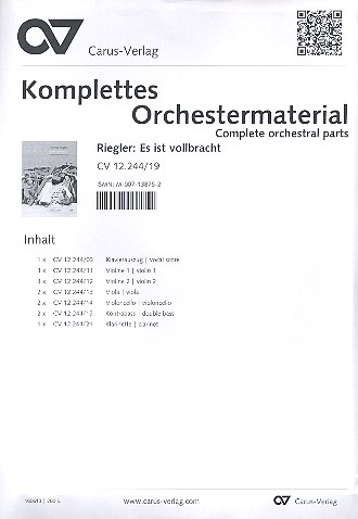 Es ist vollbracht&nbsp;&nbsp;für Soli, 1-2stg Kinderchor, Klavier (Keyboard), Streicher, Klarinett&nbsp;&nbsp;Komplettes Orchestermaterial