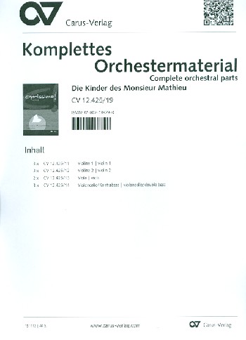 Chorissimo Movie Band 1 - Die Kinder des Monsieur Mathieu&nbsp;&nbsp;für Kinderchor (Schulchor) und Klavier (Streicher ad lib)&nbsp;&nbsp;Stimmensatz (3-3-2-3)