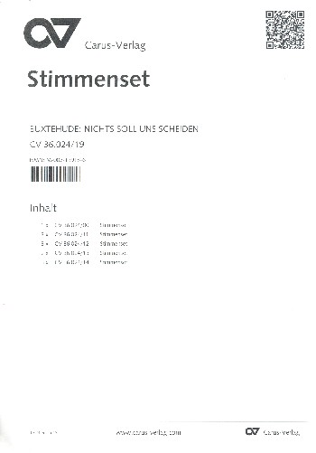 Nichts soll uns scheiden BuxWV77&nbsp;&nbsp;für gem Chor  (SAM), Streicher und Bc&nbsp;&nbsp;Stimmensatz (Streicher 3-3-2-3)