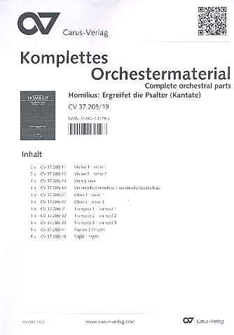 Ergreifet die Psalter  für Soli, gem Chor und Orchester,  Stimmensatz (Streicher 5-5-4-4)