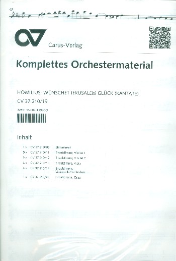 Wünschet Jerusalem Glück  für Soli, gem Chor und Orchester  Stimmensatz (Streicher 5-5-4-4)