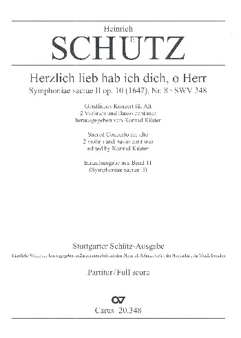 Herzlich lieb hab ich dich o Herr SWV348&nbsp;&nbsp;für Alt, 2 Violinen und Bc&nbsp;&nbsp;Partitur