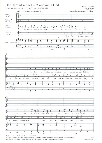 Der Herr ist mein Licht und mein Heil SWV359&nbsp;&nbsp;für 2 Tenöre, 2 Violinen und Bc&nbsp;&nbsp;Partitur