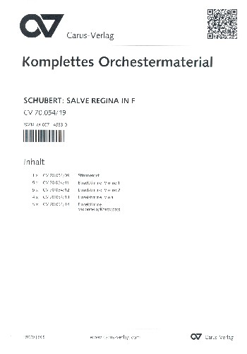 Salve Regina in F&nbsp;&nbsp;für Sopran und Orchester&nbsp;&nbsp;Stimmensatz (Streicher 5-5-4-5)