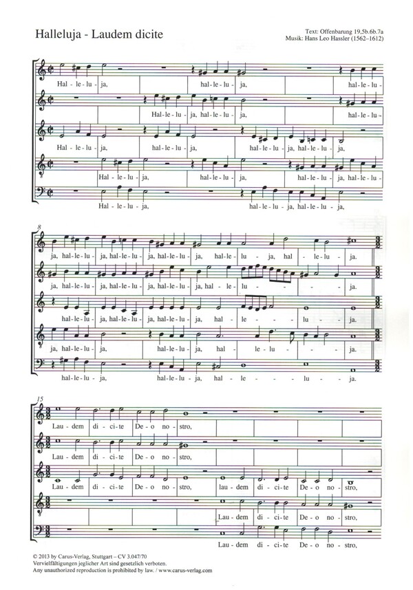 Halleluja - Laudem dicite  für gem Chor a capella  Chorpartitur (en)