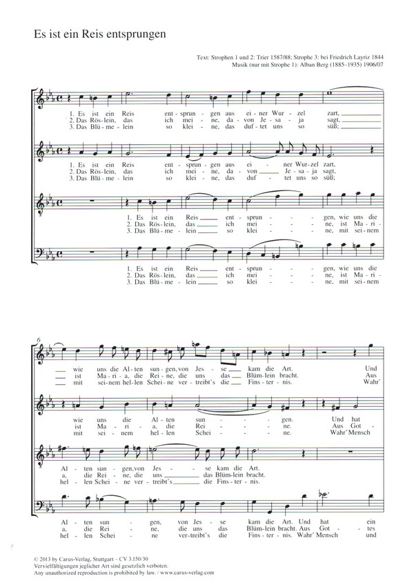Es ist ein Reis entsprungen&nbsp;&nbsp;für gem Chor a cappella&nbsp;&nbsp;Chorpartitur