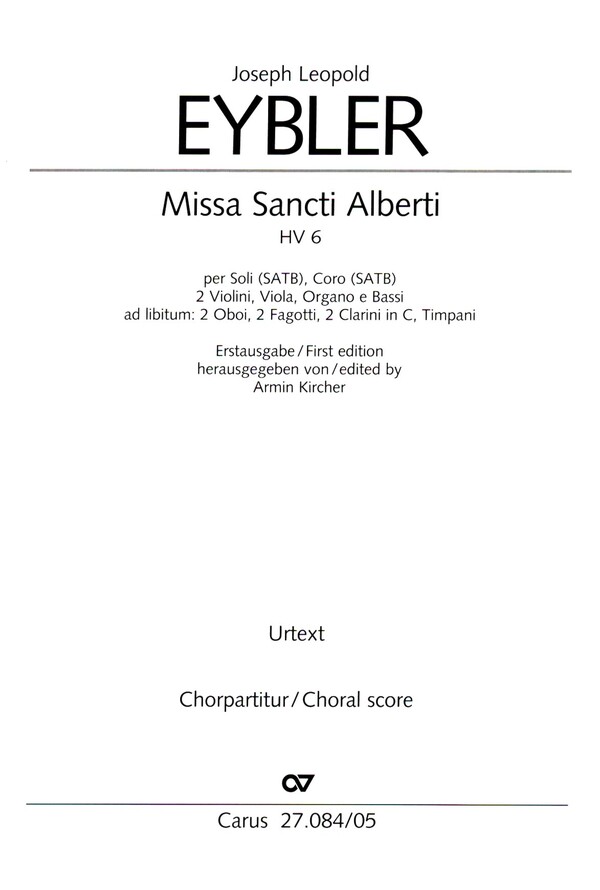Missa Sancti Alberti HV6  für Soli, gem Chor, Streicher und Orgel (Bläser ad lib)  Chorpartitur