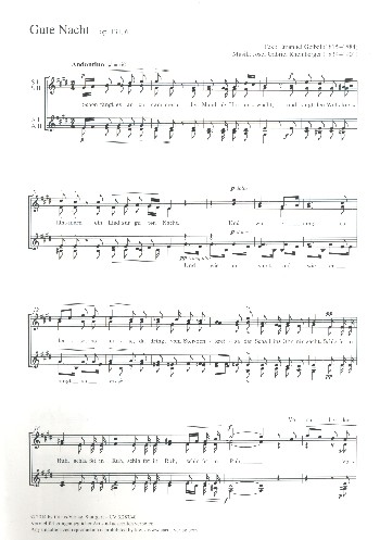 Gute Nacht op.131,6&nbsp;&nbsp;für Frauenchor a cappella&nbsp;&nbsp;Partitur