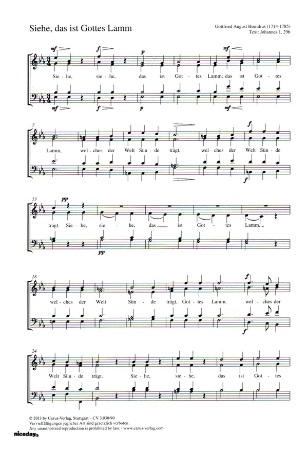 Siehe, das ist Gottes Lamm  für gem Chor a cappella  Chorpartitur