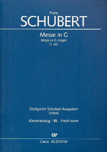 Messe G-Dur D167&nbsp;&nbsp;für Soli, gem Chor und Orchester&nbsp;&nbsp;Klavierauszug XL im Grossdruck