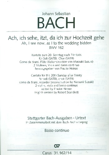 Ach ich sehe itzt da ich zur Hochzeit gehe&nbsp;&nbsp;Kantate Nr.162 BWV162&nbsp;&nbsp;Basso continuo