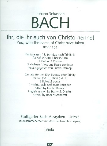 Ihr, die ihr euch von Christo nennet&nbsp;&nbsp;Kantate Nr.164 BWV164&nbsp;&nbsp;Viola