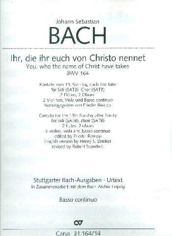 Ihr, die ihr euch von Christo nennet&nbsp;&nbsp;Kantate Nr.164 BWV164&nbsp;&nbsp;Basso continuo