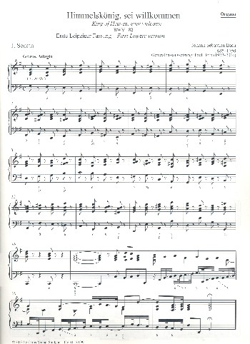 Himmelskönig sei willkommen  kantate Nr.182 BWV182  Orgel