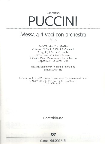 Messa a 4 voci SC6&nbsp;&nbsp;für Sol (TBarB), gem Chor und Orchester&nbsp;&nbsp;Kontrabass