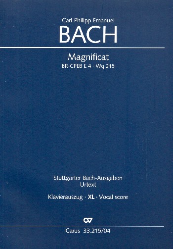 Magnificat D-Dur WQ215  für Soli, gem Chor und Orchester  Klavierauszug XL im Grossdruck