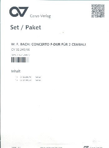 Konzert F-Dur&nbsp;&nbsp;für 2 Cembali&nbsp;&nbsp;2 Spielpartituren